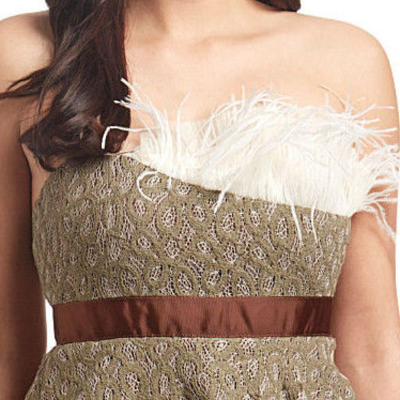 FEATHER Top Empire Waist PARTY DRESS MeSH Ruffle - Picture 3 of 4